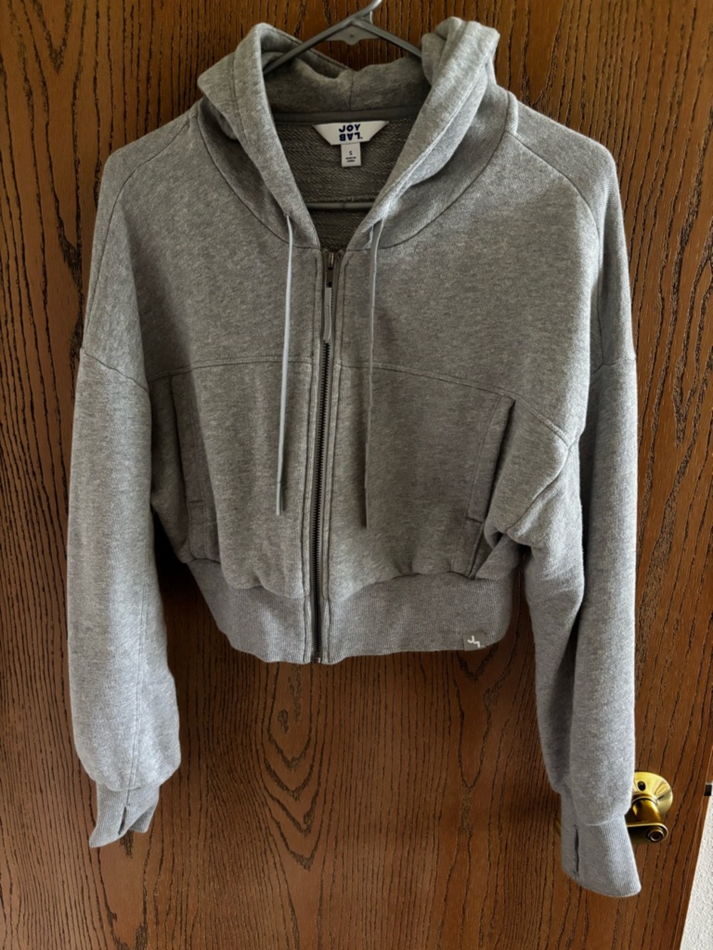JoyLab Gray Cropped Zip Hoodie